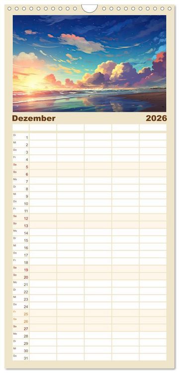 Produktbild: Familienplaner 2026 - Inspirierende Str&auml;nde mit 5 Spalten (Wandkalender, 21 x 45 cm) CALVENDO