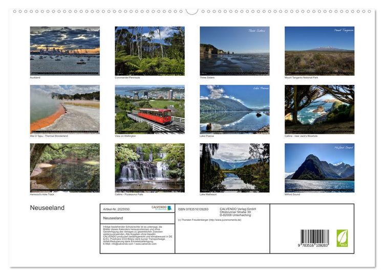 Produktbild: Neuseeland (hochwertiger Premium Wandkalender 2026 DIN A2 quer), Kunstdruck in Hochglanz