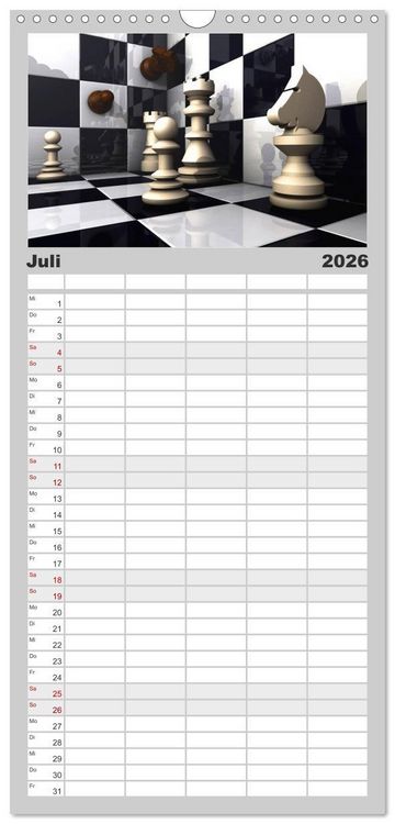 Produktbild: Familienplaner 2026 - SCHACH - Spiel der K&ouml;nige mit 5 Spalten (Wandkalender, 21 x 45 cm) CALVENDO