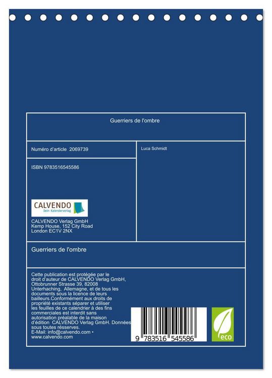 Produktbild: Guerriers de l'ombre (Calendrier de bureau 2026 DIN A5 horizontal), CALVENDO calendrier mensuel