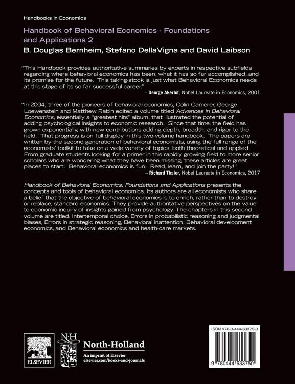 Produktbild: Handbook of Behavioral Economics - Foundations and Applications 2