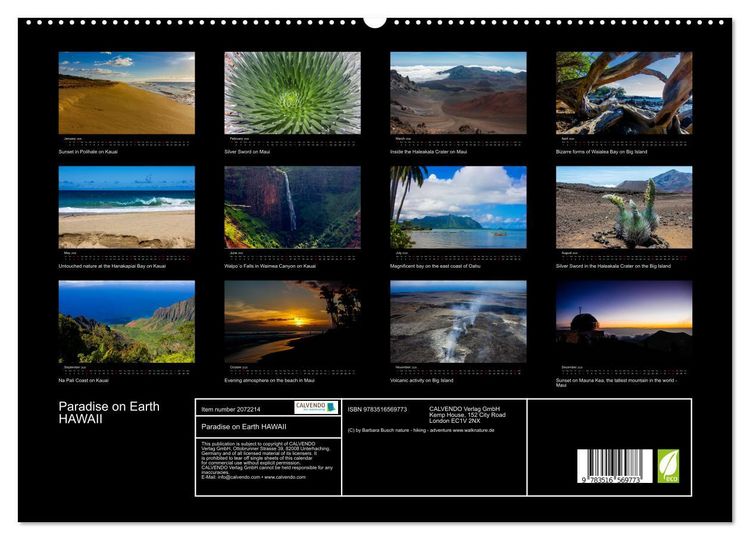 Produktbild: Paradise on Earth HAWAII (High Quality Premium Wall Calendar 2026 DIN A2 landscape),CALVENDO 12 Month Wall Calendar
