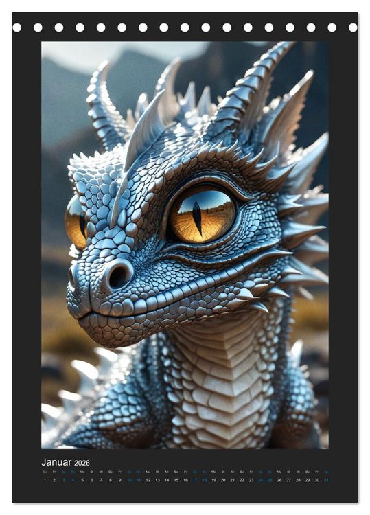 Produktbild: Verzauberte Drachen: Ein Jahr voll kleiner Wunder! (Tischkalender 2026 DIN A5 hoch), CALVENDO Monatskalender