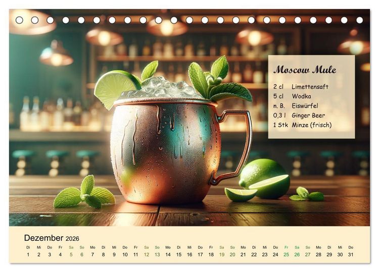 Produktbild: Cocktail-Klassiker (Tischkalender 2026 DIN A5 quer), CALVENDO Monatskalender
