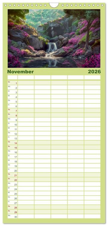 Produktbild: Familienplaner 2026 - Kaskaden - Die Poesie des Wassers mit 5 Spalten (Wandkalender, 21 x 45 cm) CALVENDO