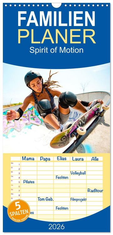 Produktbild: Familienplaner 2026 - Spirit of Motion mit 5 Spalten (Wandkalender, 21 x 45 cm) CALVENDO