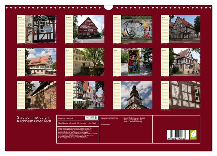 Produktbild: Stadtbummel durch Kirchheim unter Teck (Wandkalender 2026 DIN A3 quer), CALVENDO Monatskalender