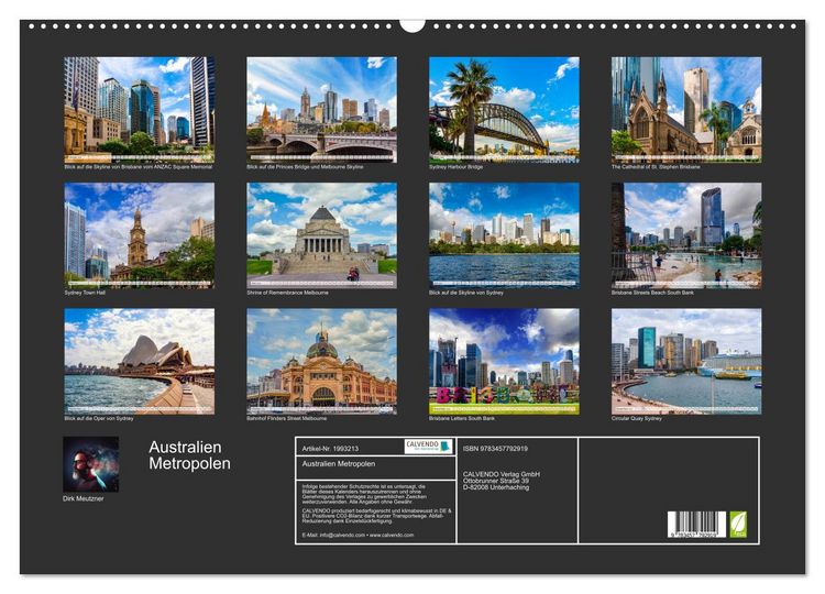 Produktbild: Australien Metropolen (Wandkalender 2026 DIN A2 quer), CALVENDO Monatskalender