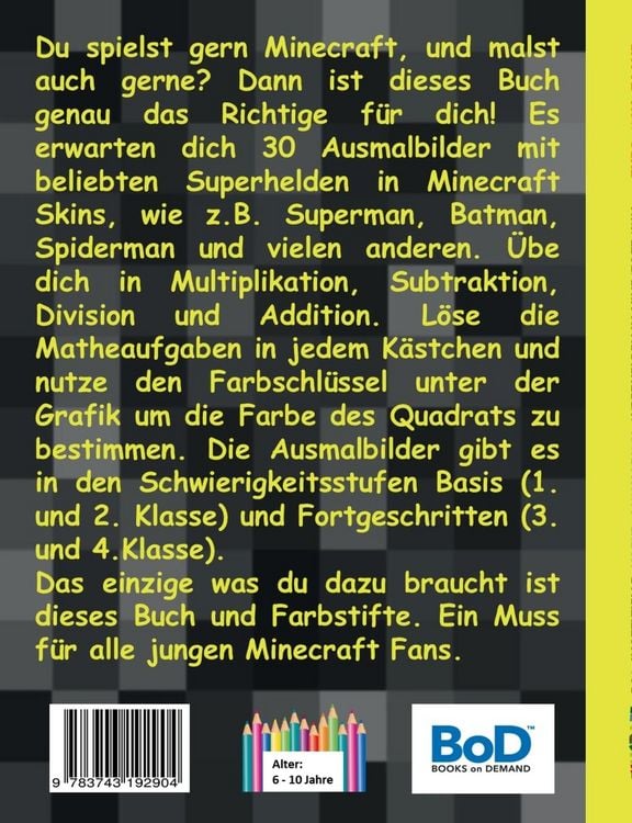 Produktbild: Funcraft - Das inoffizielle Mathe Ausmalbuch: Superhelden im Minecraft Skin (Cover Batman)