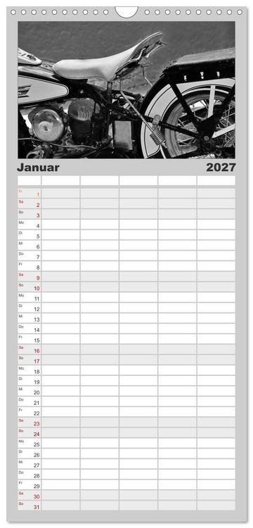 Produktbild: Familienplaner 2027 - Harley Davidson WLA 750 in Schwarzweiss mit 5 Spalten (Wandkalender, 21 x 45 cm) CALVENDO