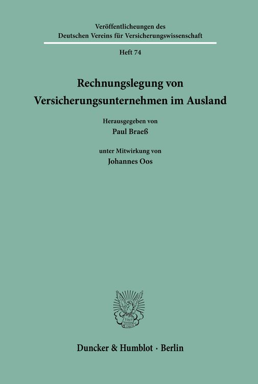 Produktbild: Rechnungslegung von Versicherungsunternehmen im Ausland.