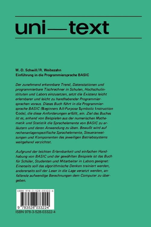Produktbild: Einf&uuml;hrung in die Programmiersprache BASIC
