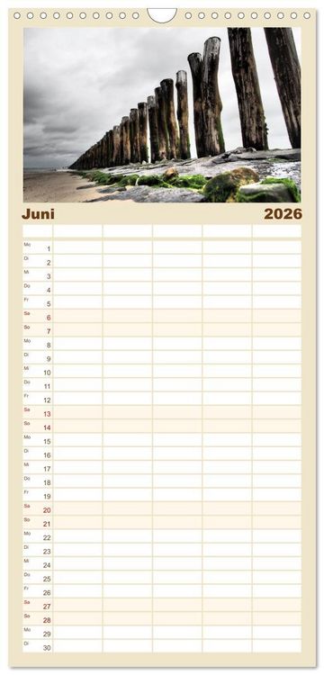 Produktbild: Familienplaner 2026 - Zeeland mit 5 Spalten (Wandkalender, 21 x 45 cm) CALVENDO