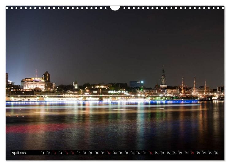 Produktbild: Mein Hamburg - Am sch&ouml;nsten bei Nacht (Wandkalender 2026 DIN A3 quer), CALVENDO Monatskalender