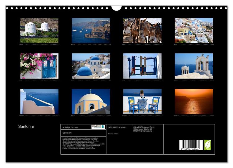 Produktbild: Santorini (Wandkalender 2026 DIN A3 quer), CALVENDO Monatskalender