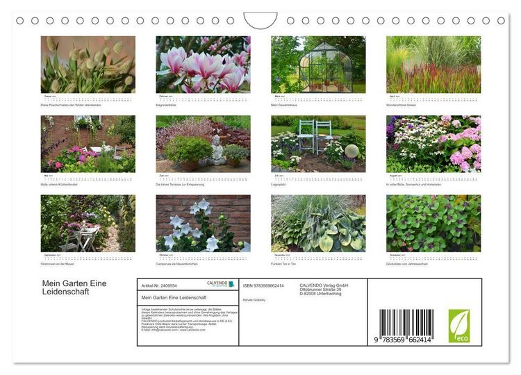 Produktbild: Mein Garten Eine Leidenschaft (Wandkalender 2027 DIN A4 quer), CALVENDO Monatskalender