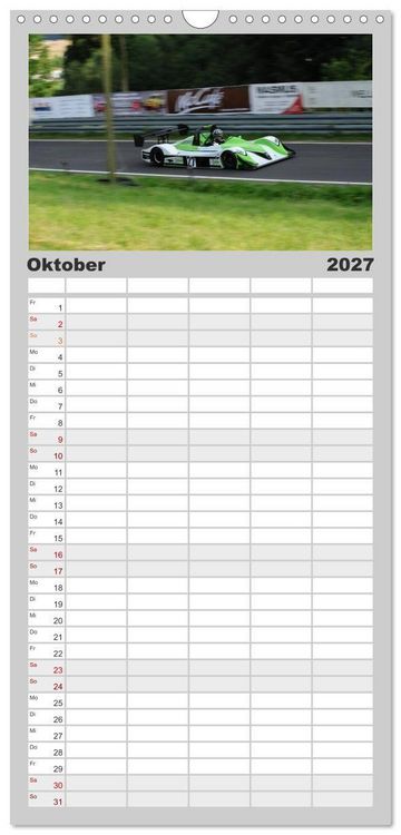 Produktbild: Familienplaner 2027 - Formelrennwagen am Berg mit 5 Spalten (Wandkalender, 21 x 45 cm) CALVENDO