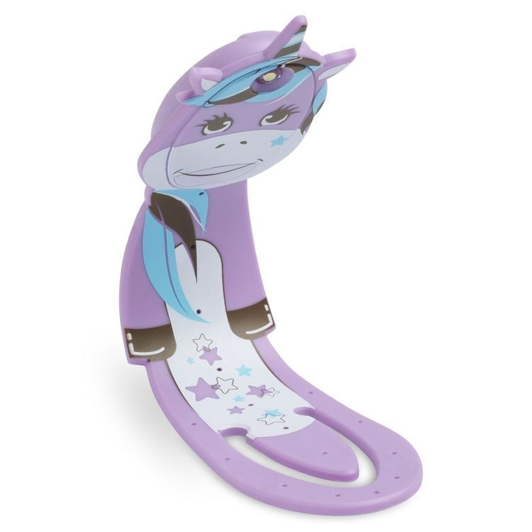 Produktbild: Flexilight Pals Leselicht (Einhorn) - lila - 2 in 1 Leselampe & Lesezeichen - LED Leselicht - Geschenk für Leser, Buchliebhaber - Deutsche Ausgabe