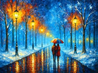 Produktbild: CALVENDO Puzzle Schnee im Park mit Laternen | 1000 Teile Lege-Gr&ouml;&szlig;e 64x48cm Foto-Puzzle f&uuml;r gl&uuml;ckliche Stunden