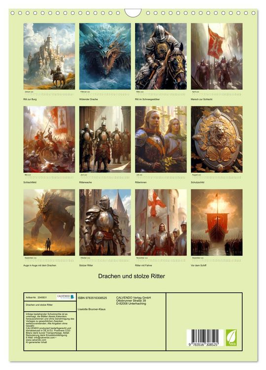Produktbild: Drachen und stolze Ritter (Wandkalender 2026 DIN A3 hoch), CALVENDO Monatskalender
