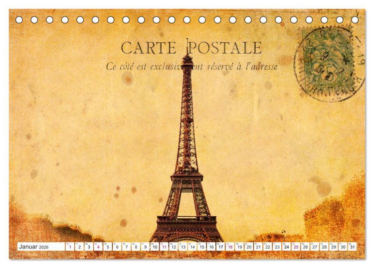 Produktbild: Geliebtes Paris - Ein Bilderbogen aus der Stadt der Liebe (Tischkalender 2026 DIN A5 quer), CALVENDO Monatskalender