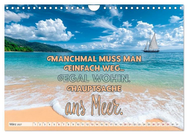 Produktbild: K&Uuml;STENZAUBER Sehnsucht nach Meer (Wandkalender 2027 DIN A4 quer), CALVENDO Monatskalender