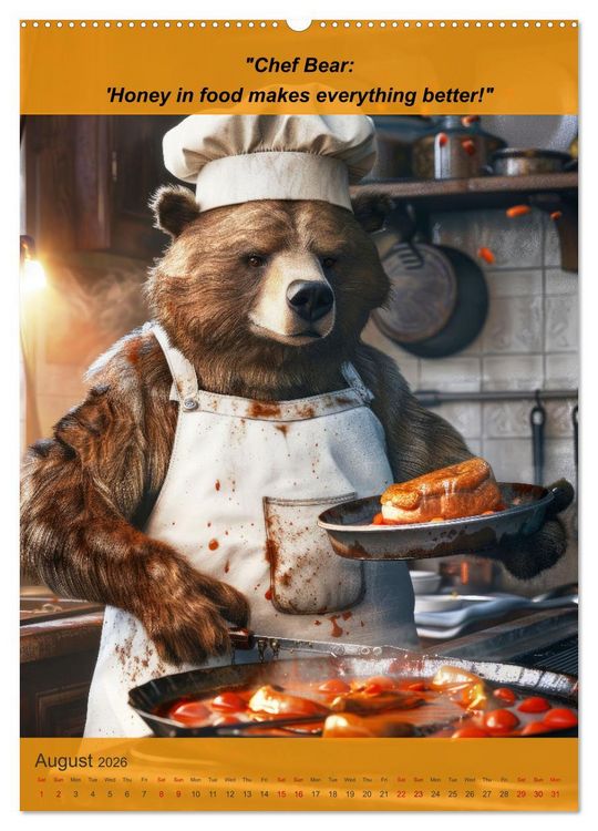 Produktbild: Cooking with animal humor (Wall Calendar 2026 DIN A2 portrait), CALVENDO 12 Month Wall Calendar