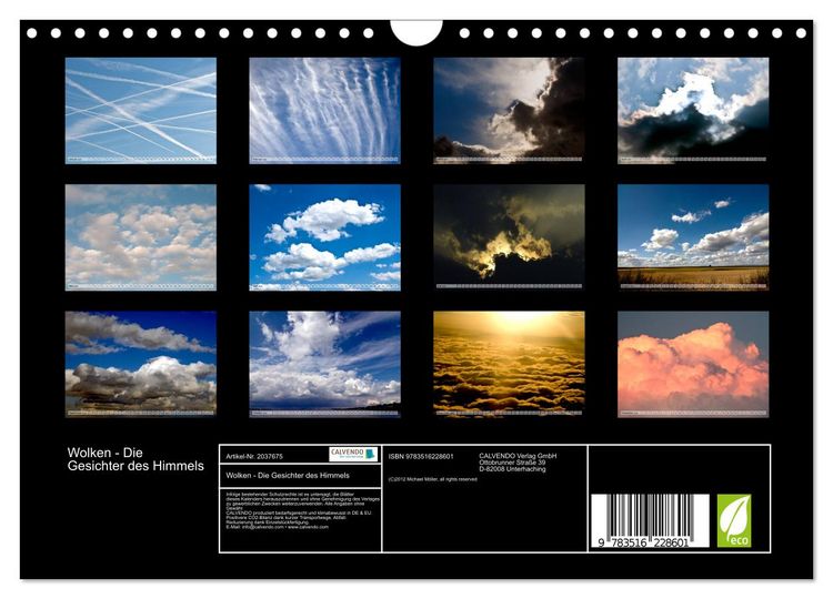 Produktbild: Wolken - Die Gesichter des Himmels (Wandkalender 2026 DIN A4 quer), CALVENDO Monatskalender