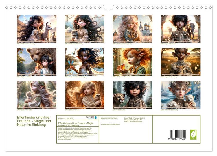 Produktbild: Elfenkinder und ihre Freunde - Magie und Natur im Einklang (Wandkalender 2026 DIN A3 quer), CALVENDO Monatskalender
