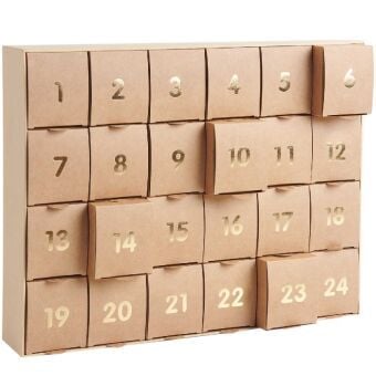 Produktbild: Adventskalender zum bef&uuml;llen, Kraft-gold, 36,5 x 29 x 6 cm MIX