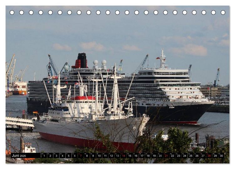 Produktbild: Kreuzfahrtschiffe in Hamburg (Tischkalender 2026 DIN A5 quer), CALVENDO Monatskalender