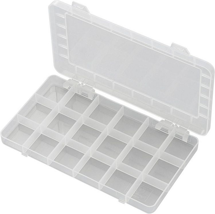 Produktbild: TRU COMPONENTS PP18-01 Sortimentskasten (L x B x H) 195 x 100 x 13 mm Anzahl F&auml;cher: 18 feste Unterteilung Inhalt 1 St.