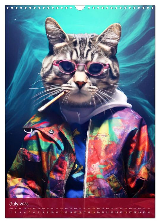 Produktbild: Crazy gangster cats (Wall Calendar 2026 DIN A3 portrait), CALVENDO 12 Month Wall Calendar