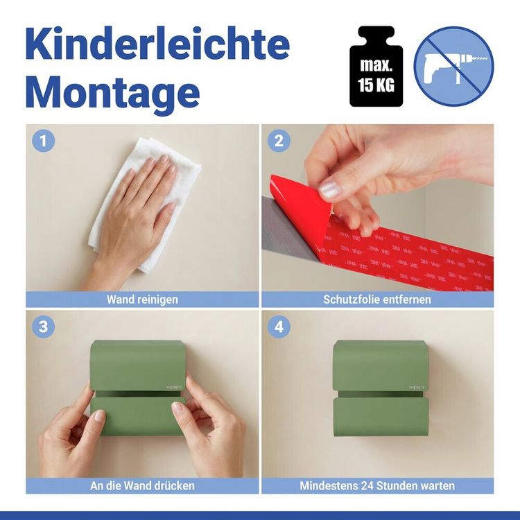 Produktbild: Turbo-Loc&reg; Toilettenpapierhalter Mod. Lizan Gr&uuml;n, Befestigen ohne Bohren