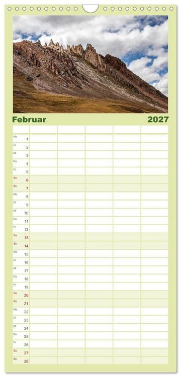 Produktbild: Familienplaner 2027 - Palccoyo - Der neue Rainbow Mountain in Peru mit 5 Spalten (Wandkalender, 21 x 45 cm) CALVENDO