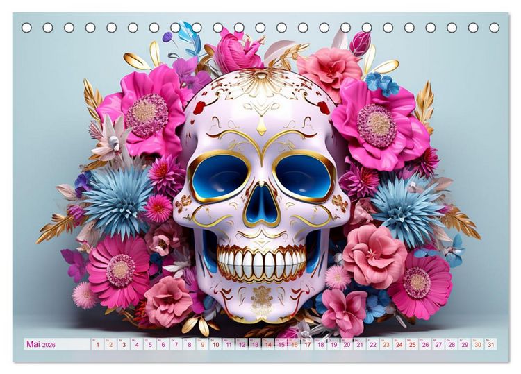 Produktbild: Skull Flower - Totenkopf ART (Tischkalender 2026 DIN A5 quer), CALVENDO Monatskalender