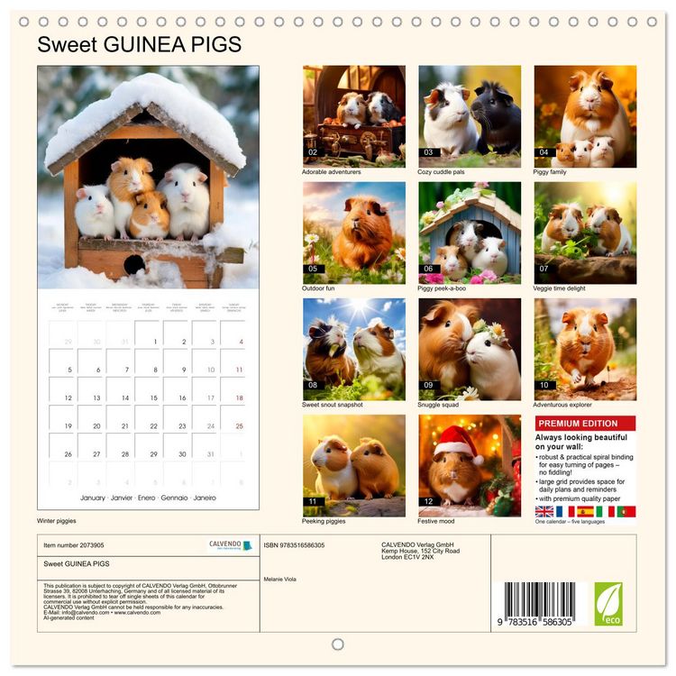Produktbild: Sweet GUINEA PIGS (Wall Calendar 2026 12 &times; 12 Inch) CALVENDO 12 Month Wall Calendar