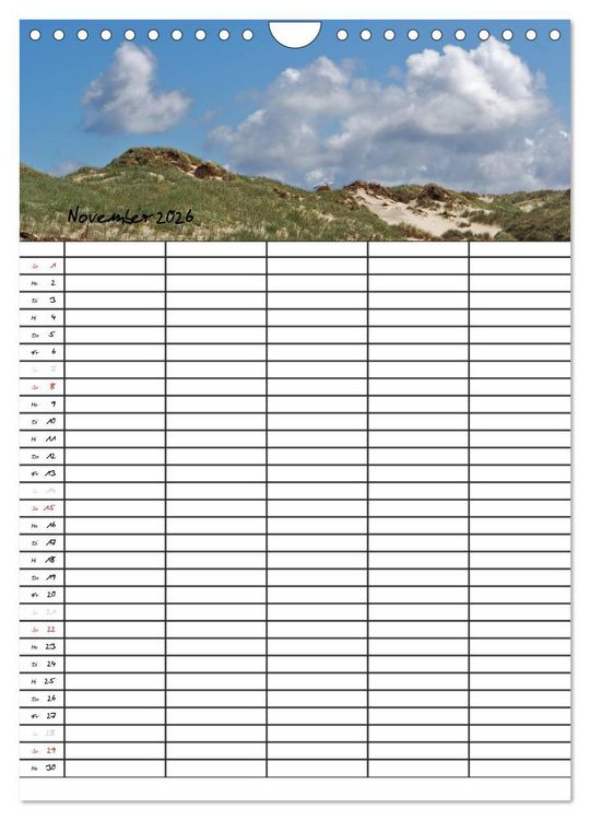 Produktbild: Urlaubsparadies Amrum / Familienplaner (Wandkalender 2026 DIN A4 hoch), CALVENDO Monatskalender