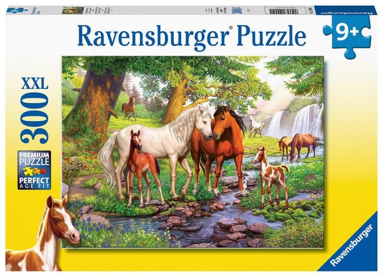 Produktbild: Puzzle Ravensburger Wildpferde am Fluss 300 Teile XXL