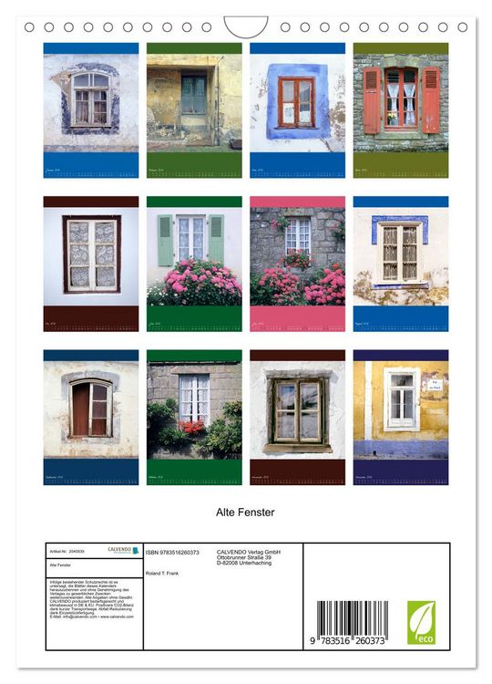 Produktbild: Alte Fenster (Wandkalender 2026 DIN A4 hoch), CALVENDO Monatskalender