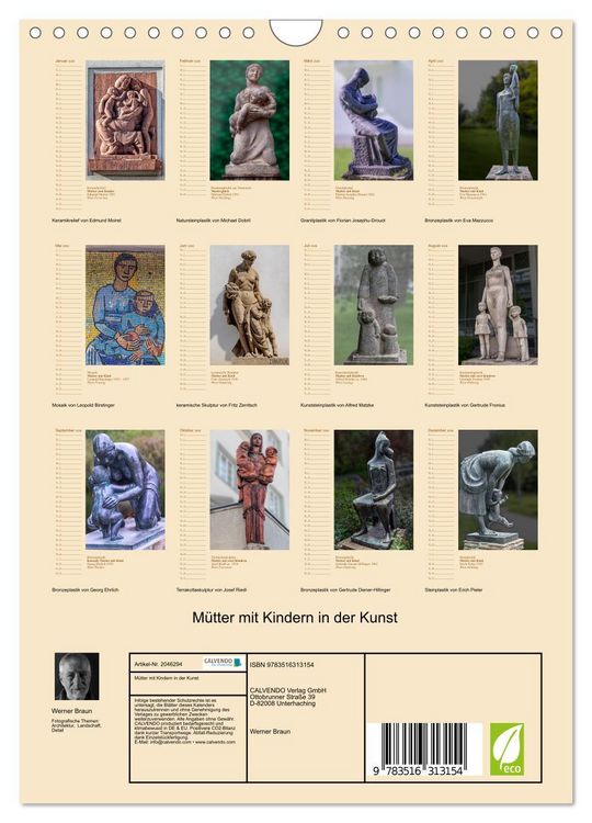 Produktbild: M&uuml;tter mit Kindern in der Kunst (Wandkalender 2026 DIN A4 hoch), CALVENDO Monatskalender