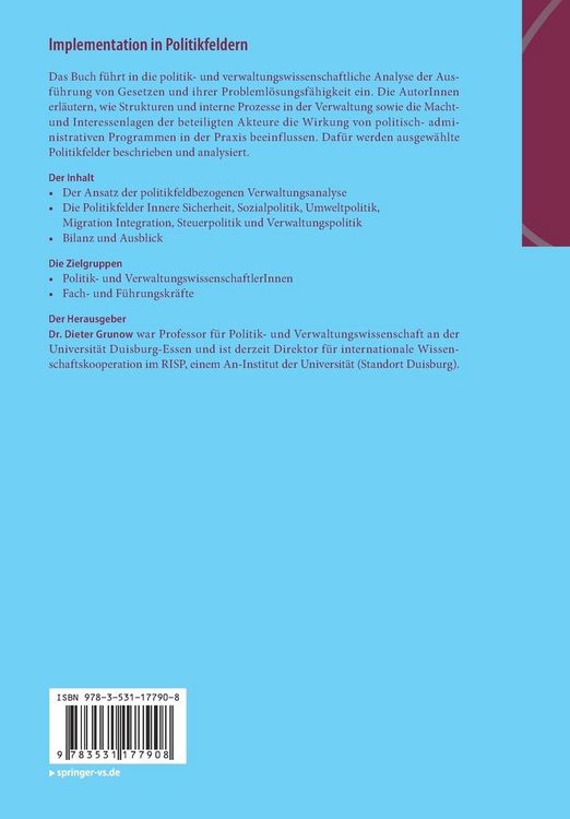 Produktbild: Implementation in Politikfeldern