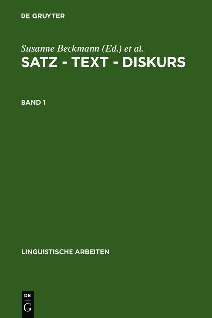 Produktbild: Satz &ndash; Text &ndash; Diskurs. Band 1