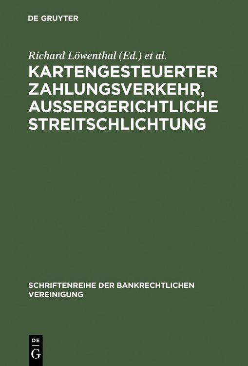 Produktbild: Kartengesteuerter Zahlungsverkehr, au&szlig;ergerichtliche Streitschlichtung