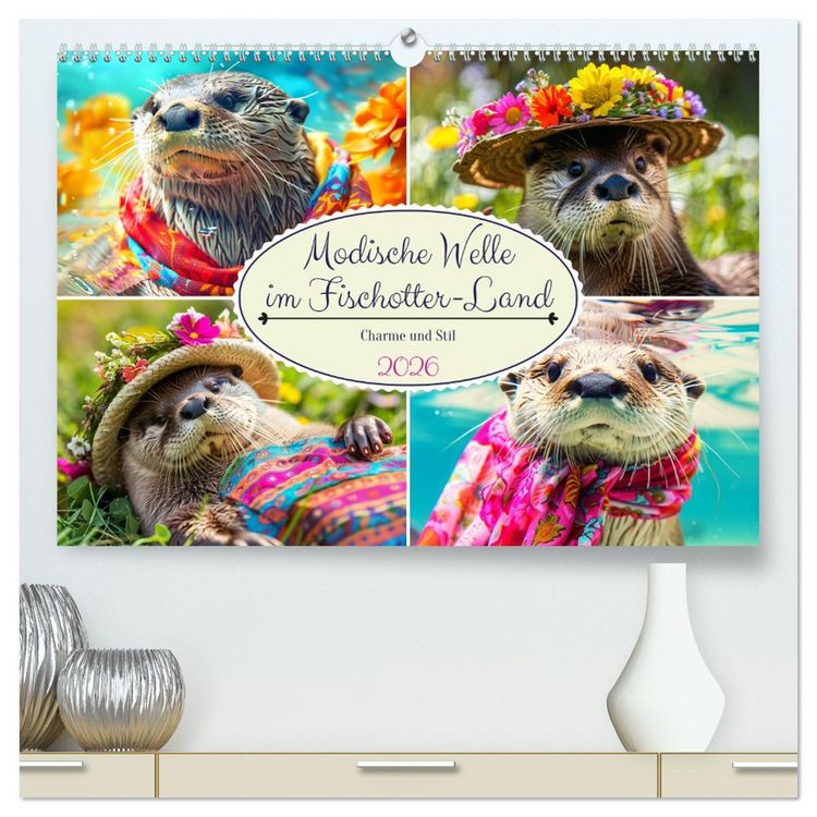 Produktbild: Modische Welle im Fischotter-Land. Charme und Stil (hochwertiger Premium Wandkalender 2026 DIN A2 quer), Kunstdruck in Hochglanz