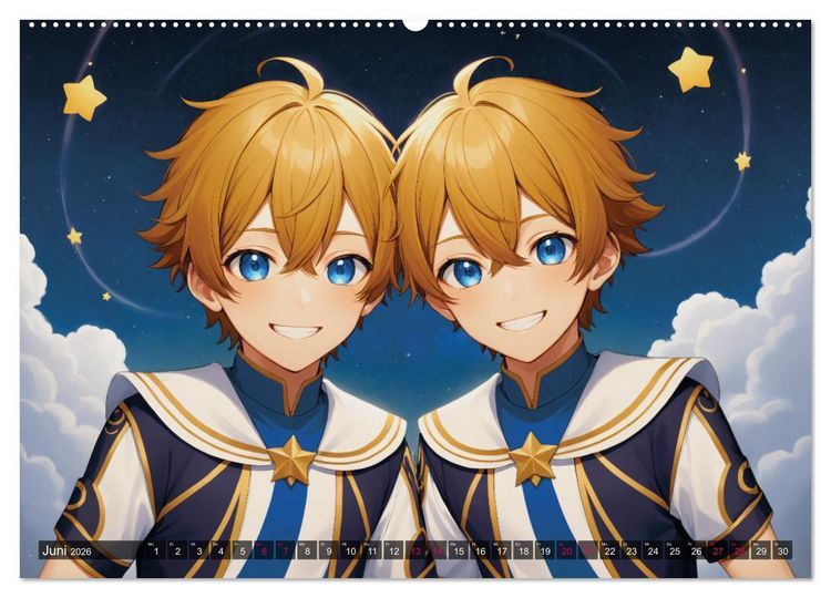Produktbild: Manga Kalender Sternzeichen (Wandkalender 2026 DIN A2 quer), CALVENDO Monatskalender