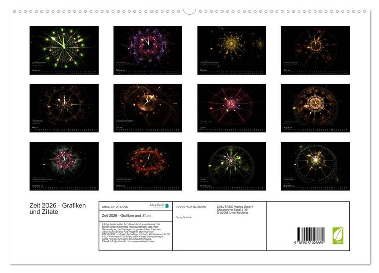 Produktbild: Zeit 2026 - Grafiken und Zitate (hochwertiger Premium Wandkalender 2026 DIN A2 quer), Kunstdruck in Hochglanz