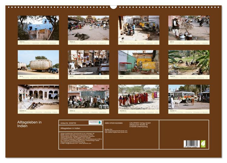 Produktbild: Alltagsleben in Indien (Wandkalender 2026 DIN A2 quer), CALVENDO Monatskalender