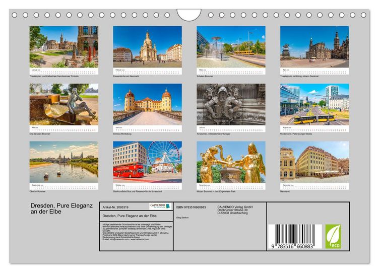 Produktbild: Dresden, Pure Eleganz an der Elbe (Wandkalender 2026 DIN A4 quer), CALVENDO Monatskalender