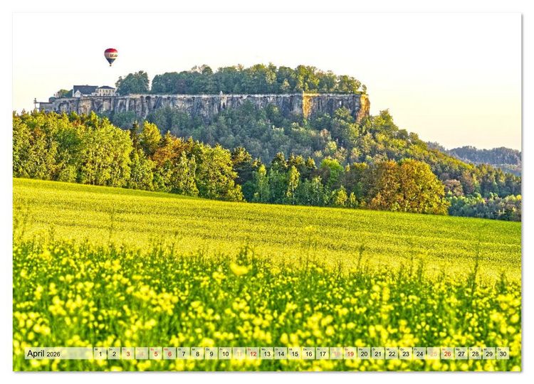 Produktbild: Die Festung K&ouml;nigstein im Licht der vier Jahreszeiten (Wandkalender 2026 DIN A3 quer), CALVENDO Monatskalender